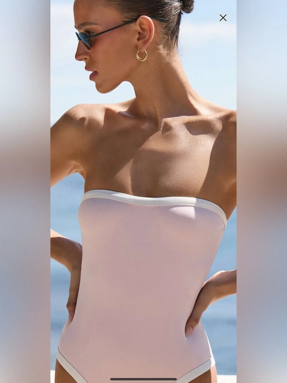 NWT 4th & Reckless Strapless Pink One Piece Swimsuit Bikini